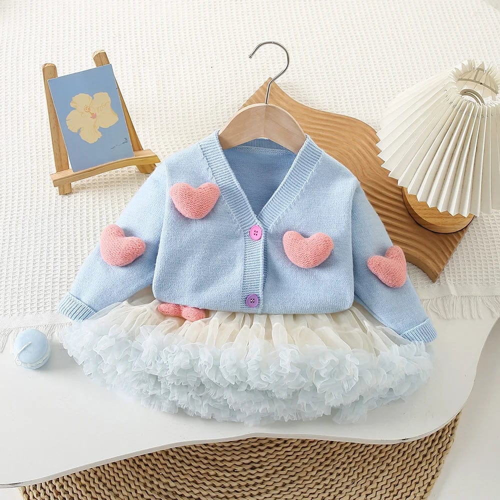 Pink Heart Cardigan and Tulle Skirt Set - Image 4
