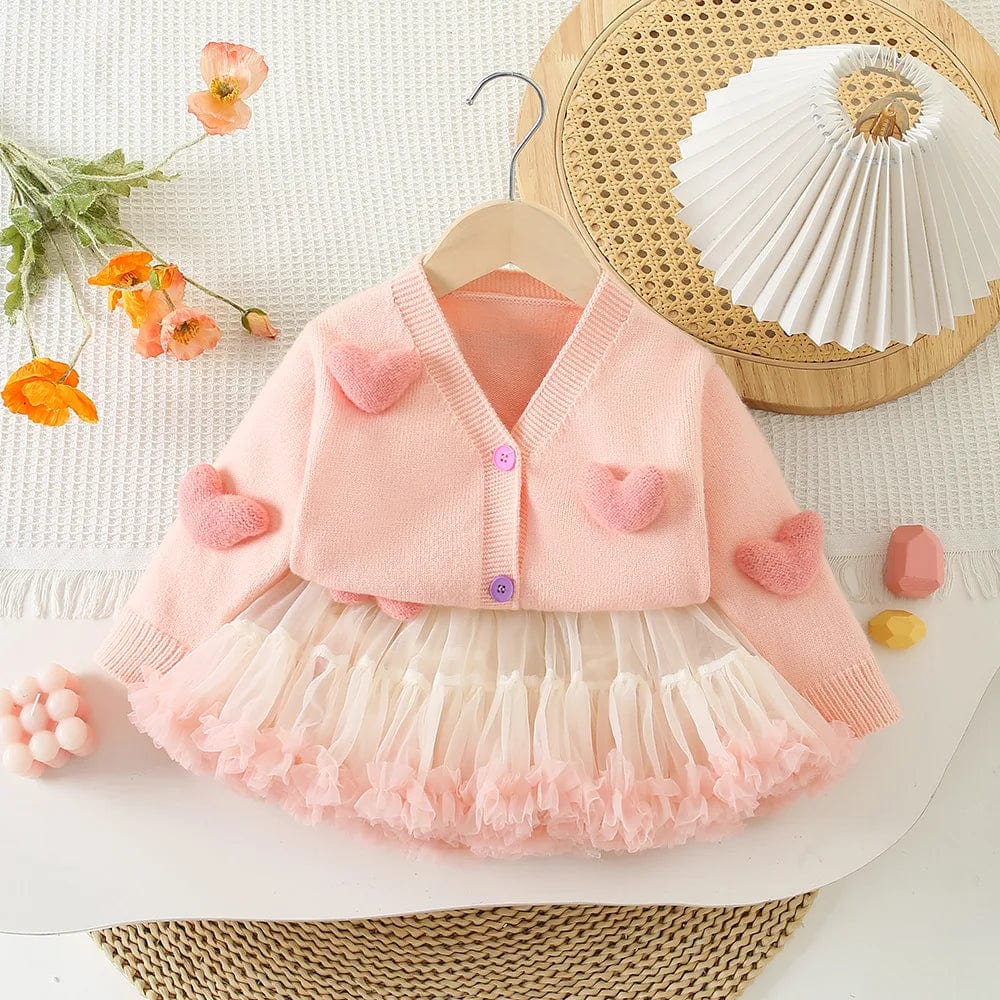 Pink Heart Cardigan and Tulle Skirt Set - Image 5