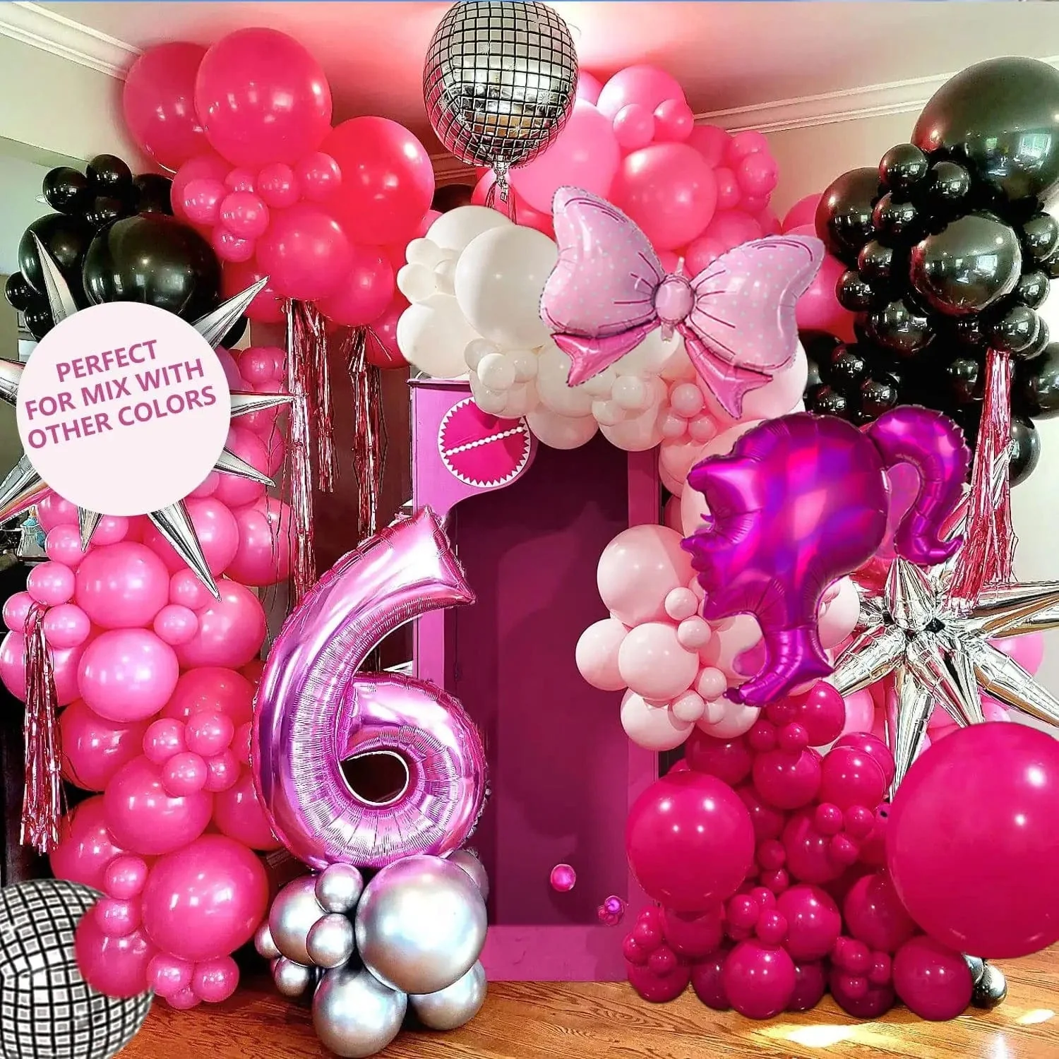 Pink Rose Disco Balloon Arch Kit - Image 3