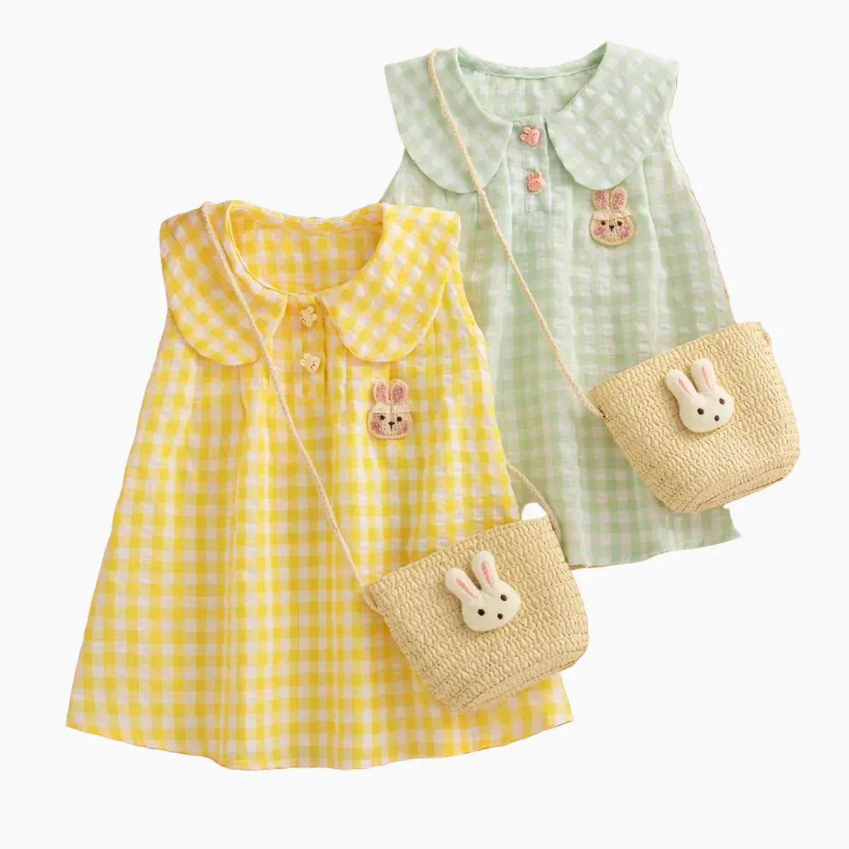 Plaid Dress & Matching Bunny Bag Set
