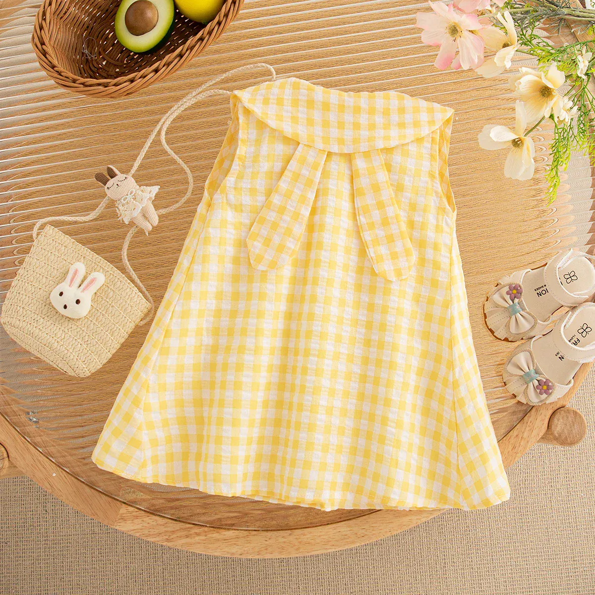 Plaid Dress & Matching Bunny Bag Set - Image 5