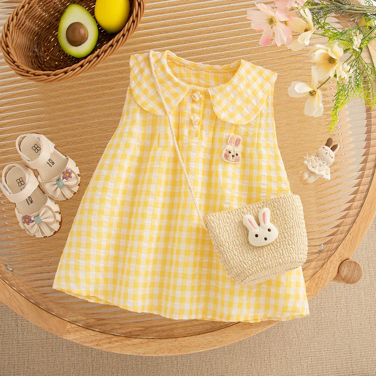 Plaid Dress & Matching Bunny Bag Set - Image 8