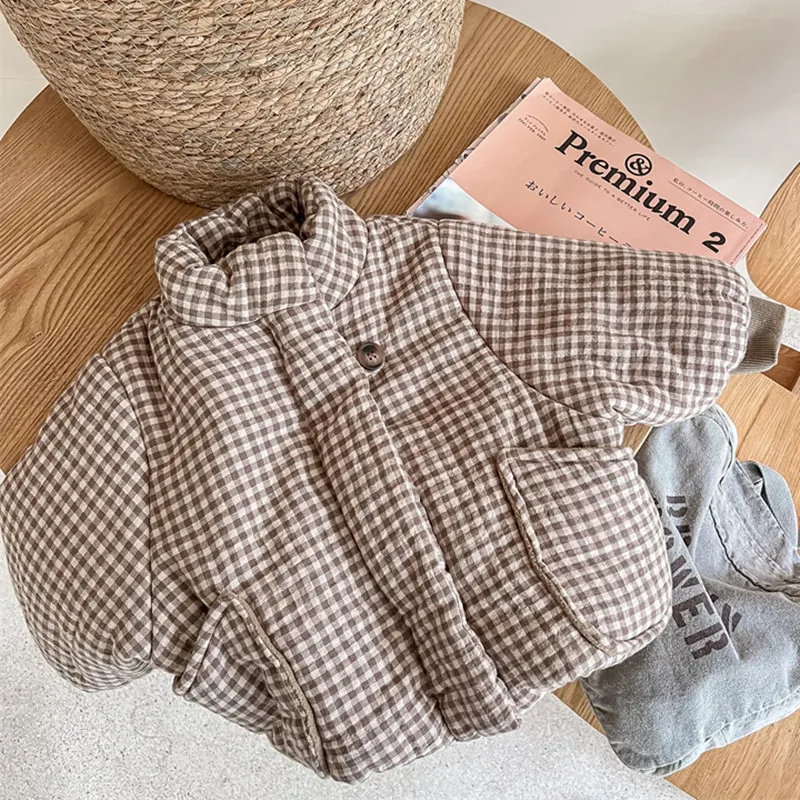 Plaid Fleece-Lined Winter Coat - Image 3