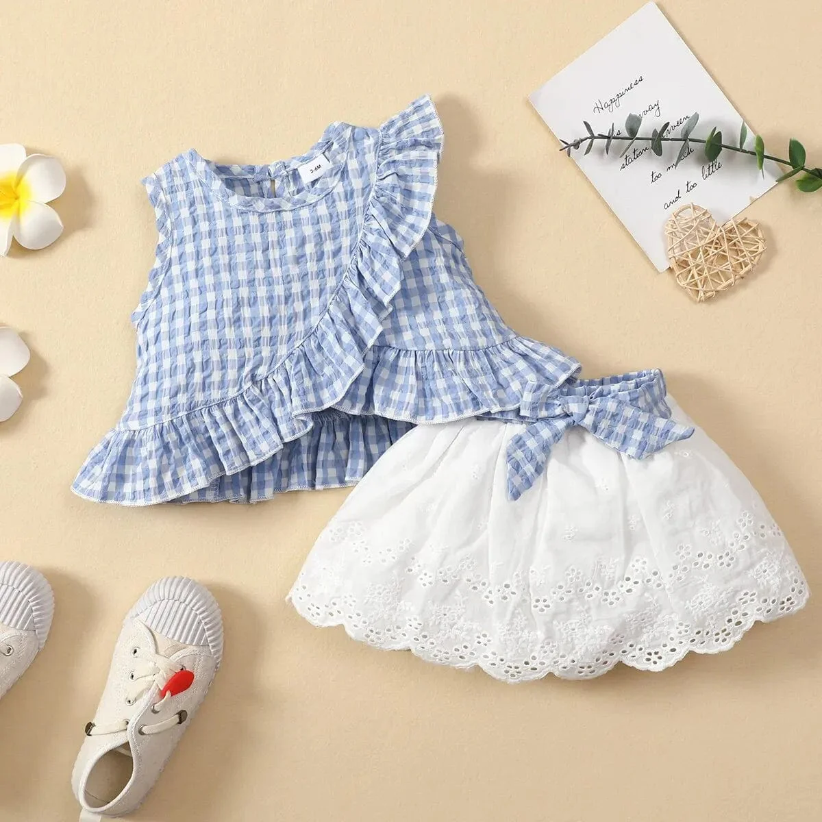 Plaid Ruffle Top and Lace Skirt - Image 2