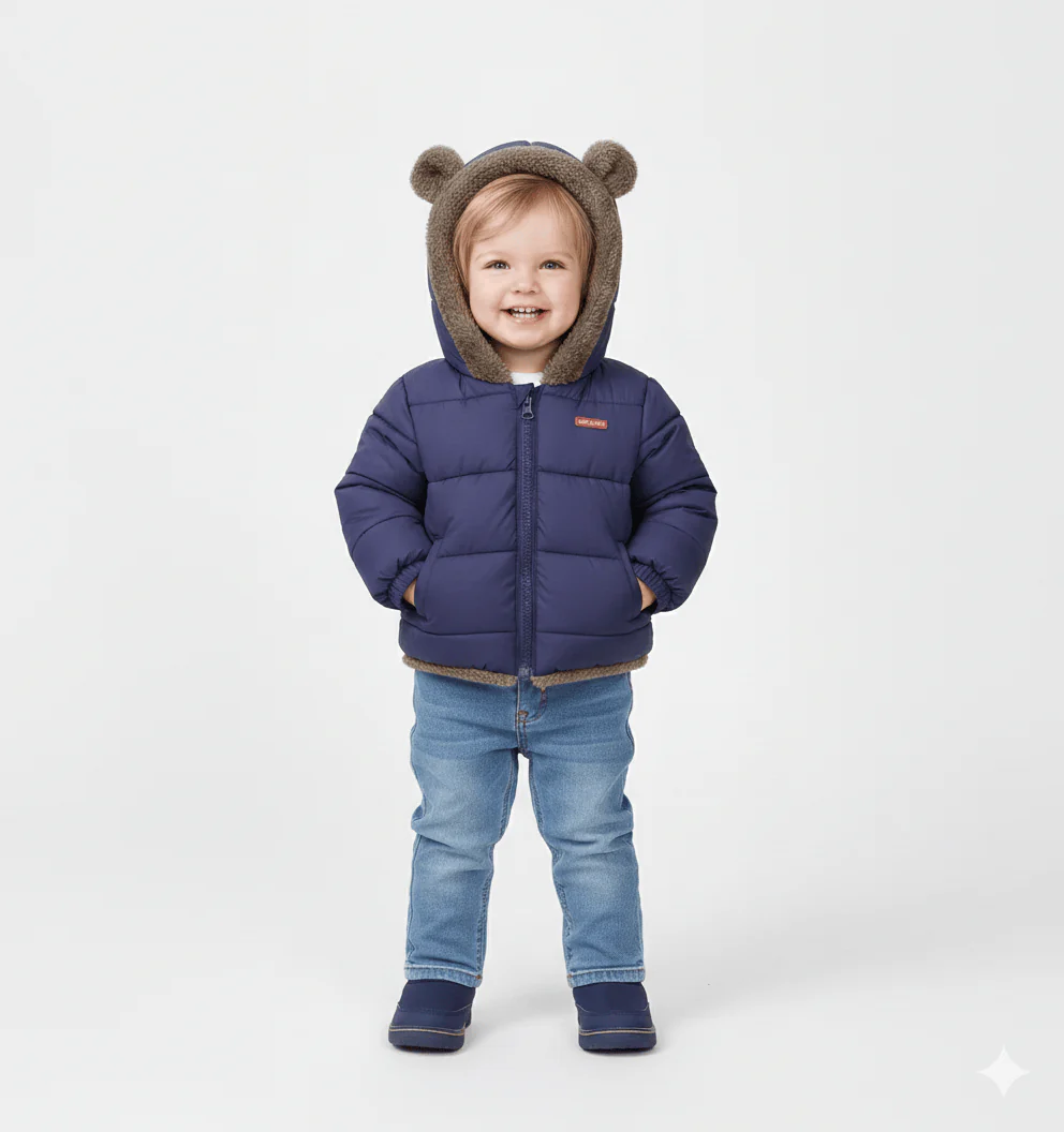 Plush Velvet Lined Winter Puffer Jacket for Kids - Image 10