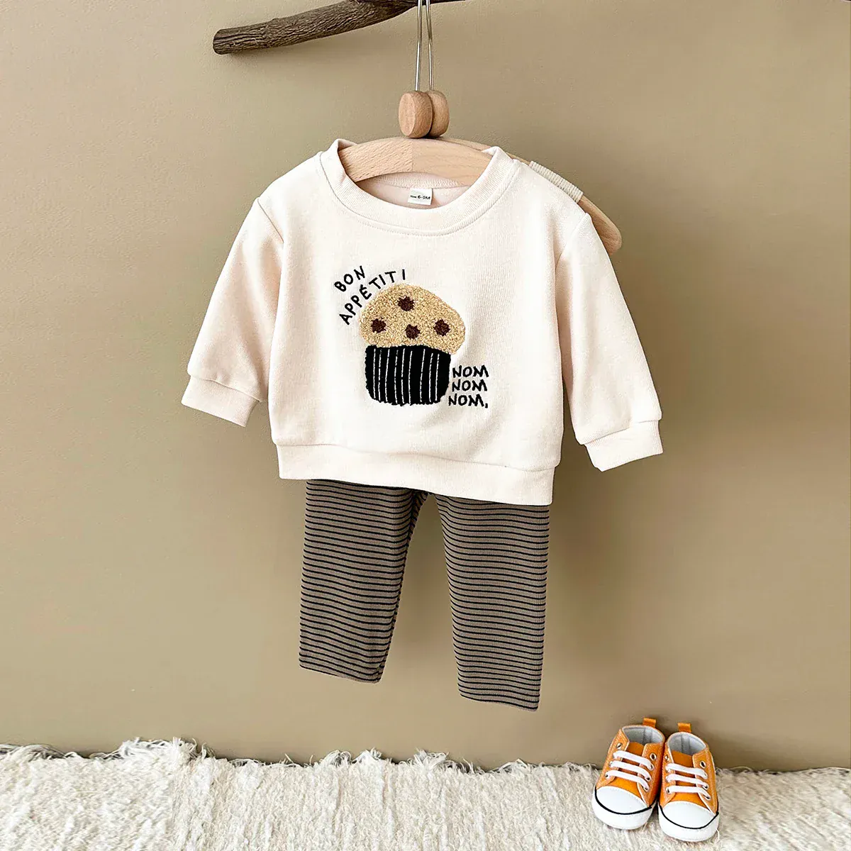 Popcorn Sweatshirt and Striped Pants Set - Image 5