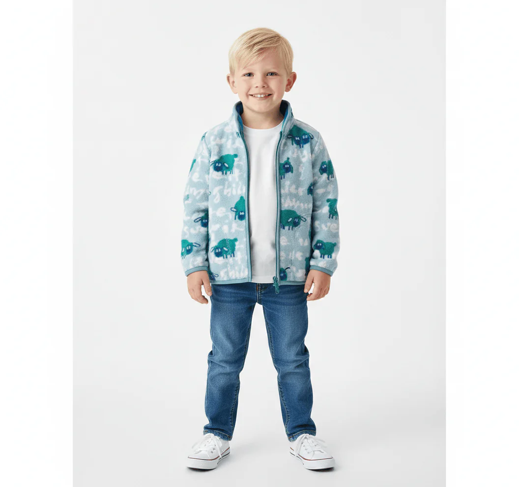 Printed Fleece Zipper Jacket for Boys - Image 3