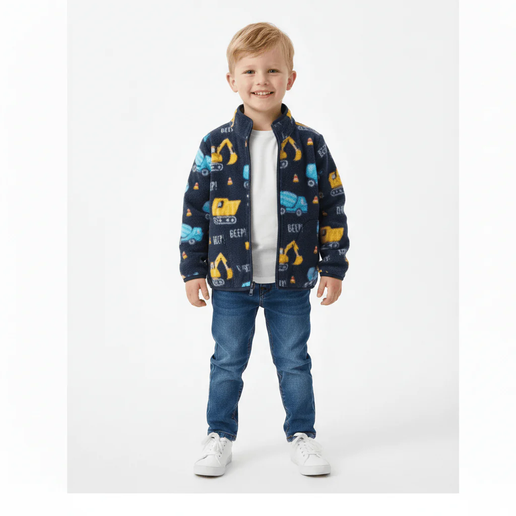 Printed Fleece Zipper Jacket for Boys - Image 4