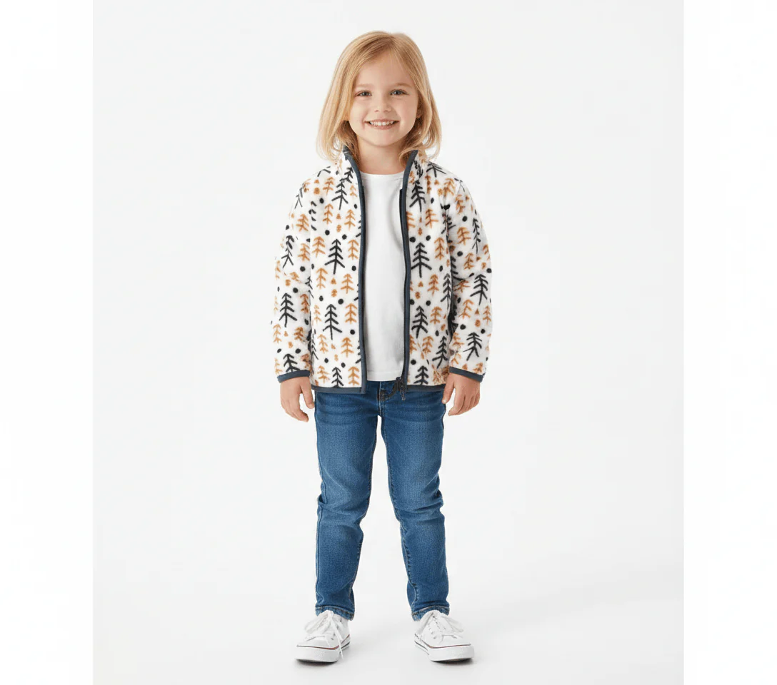 Printed Fleece Zipper Jacket for Kids - Image 6