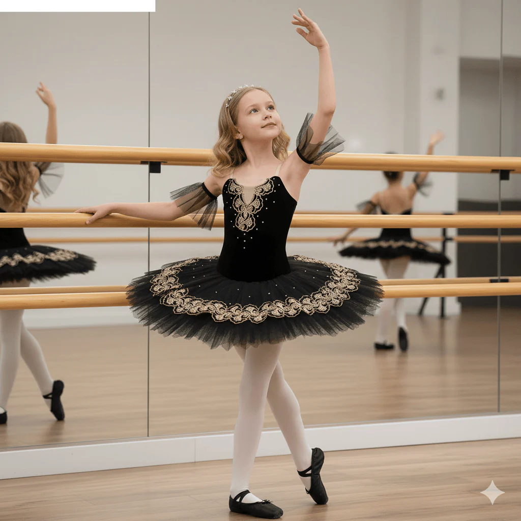 Professional Black Ballet Tutu Dress for Girls - Image 2