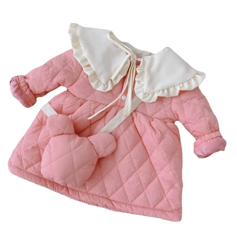 Quilted Pink Jacket with Bear Purse - Image 6