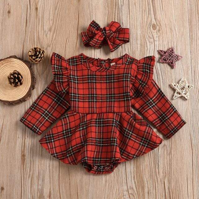 Red Plaid Dress Bodysuit - Image 3