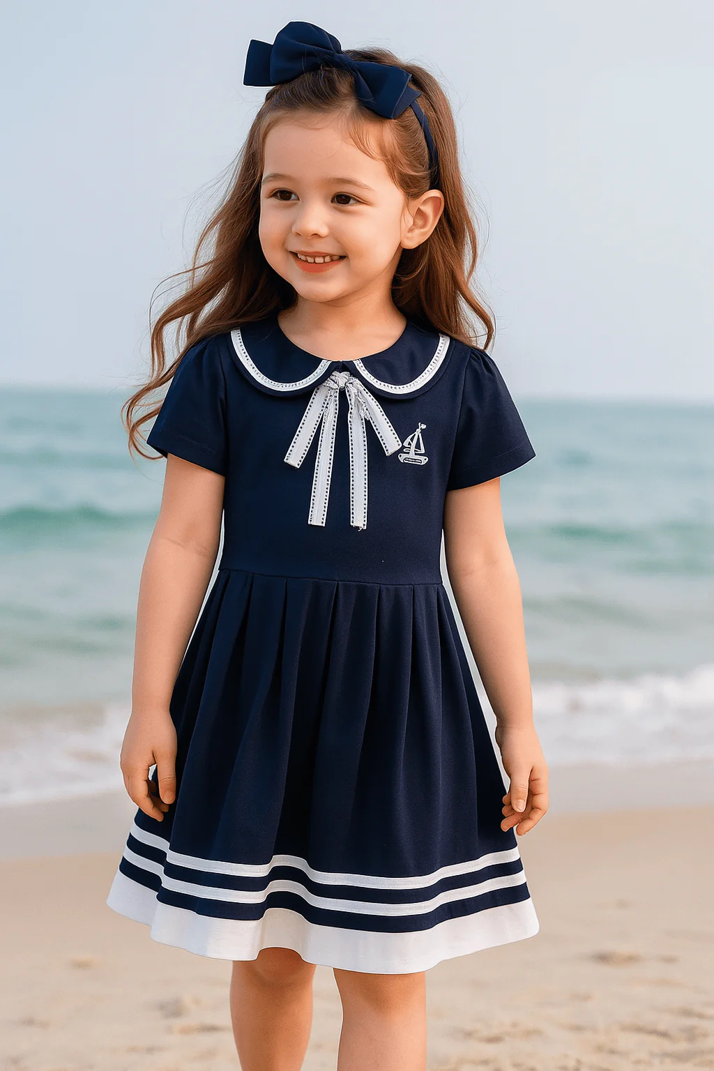 Retro Sailor Collar Girls Dress - Image 6