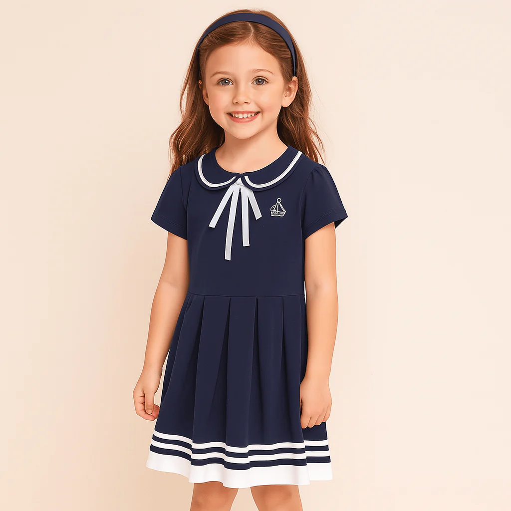 Retro Sailor Collar Girls Dress - Image 7