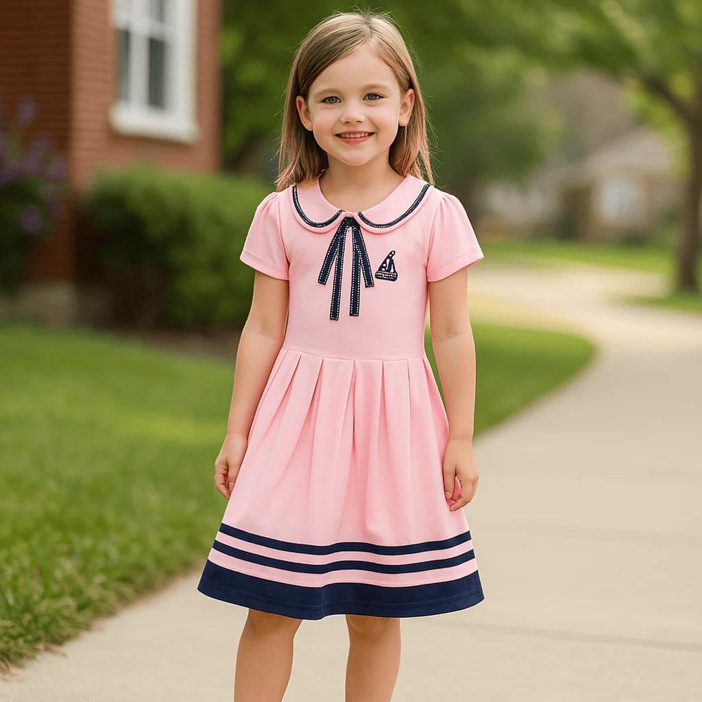Retro Sailor Collar Girls Dress - Image 8