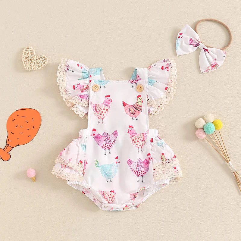 Rooster Print Baby Romper - Image 2