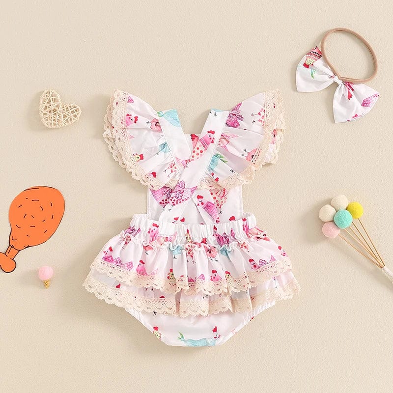 Rooster Print Baby Romper - Image 4