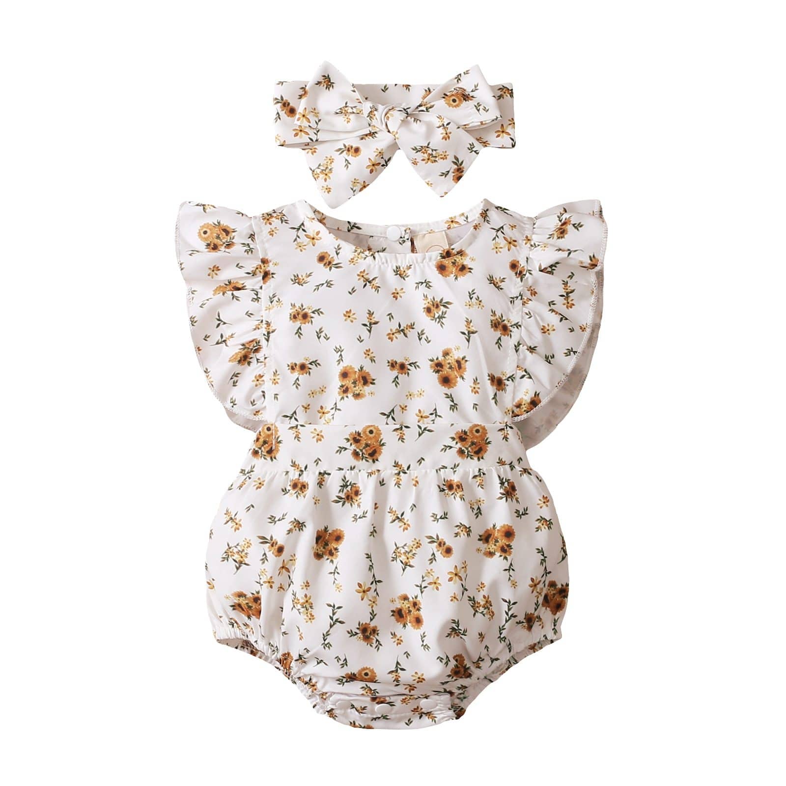 Ruffle Sunflower Baby Romper - Image 2