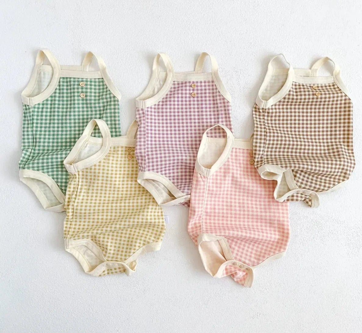 Sleeveless Gingham Baby Jumpsuit - Image 2