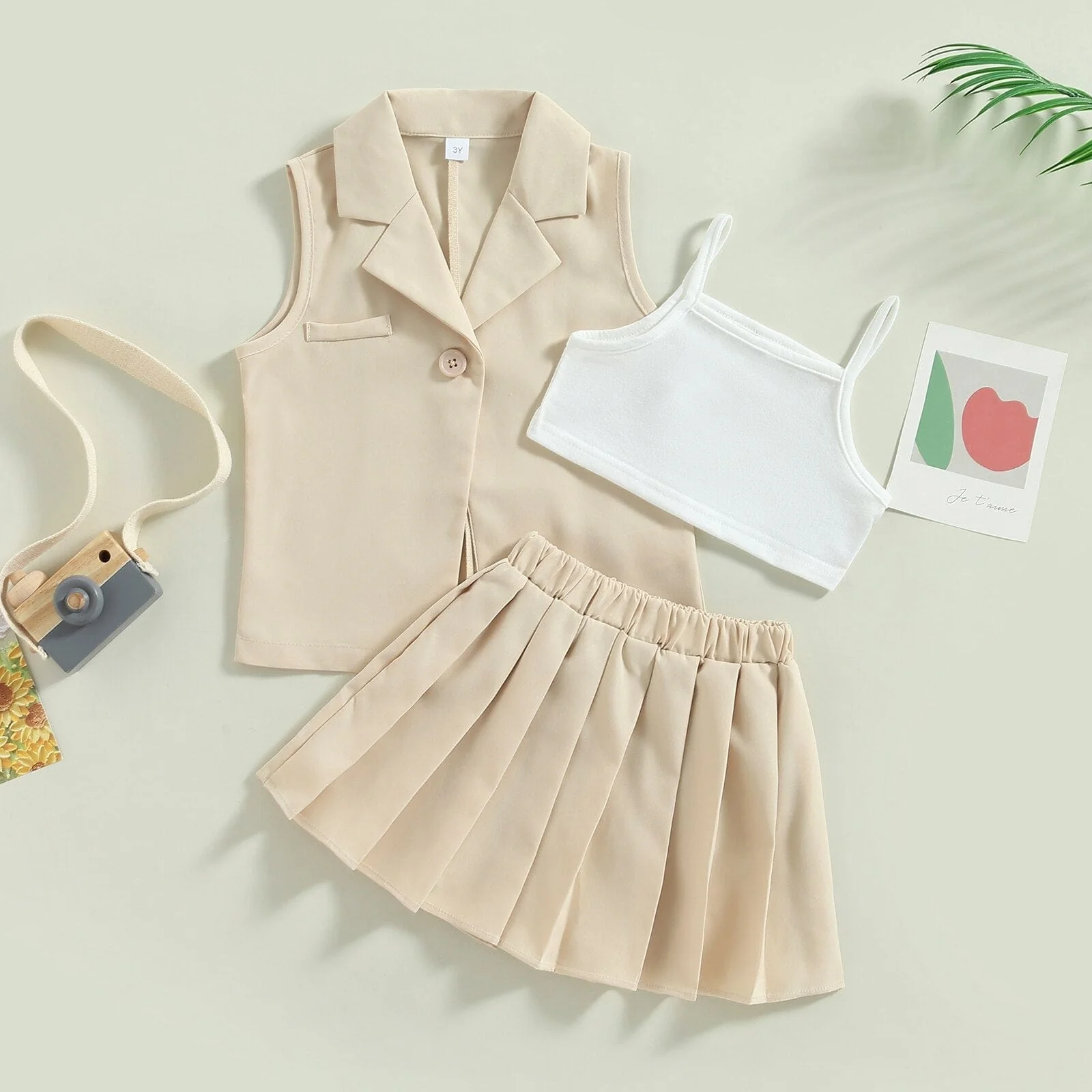 Sleeveless Vest Coat and Skirt Outfit - Image 4