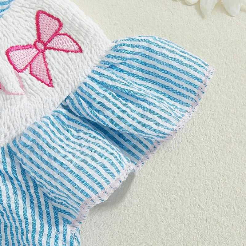 Smocked Bow Embroidered Baby Girl Romper - Image 7