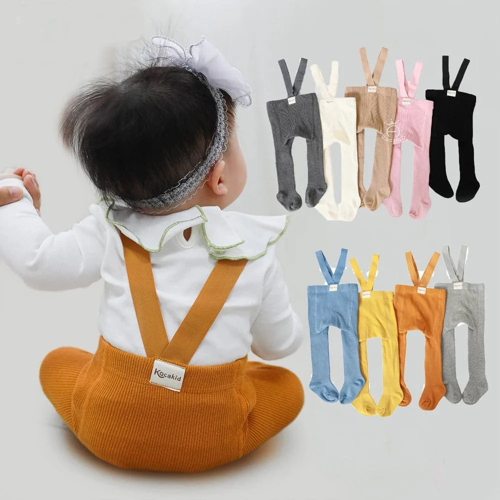 Solid Baby Knit Suspender Tights - Image 2