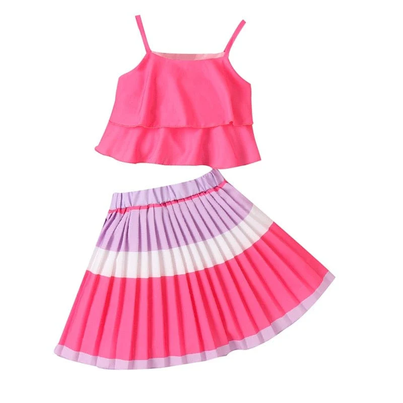 Spaghetti Top and Pleated Skirt Outfit - Image 2