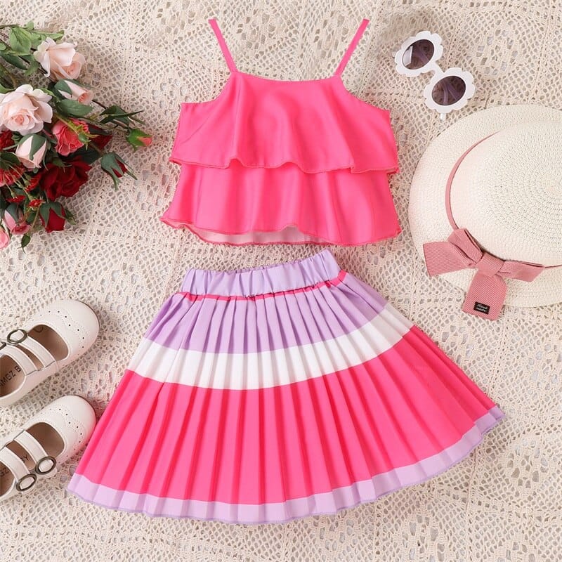 Spaghetti Top and Pleated Skirt Outfit - Image 6
