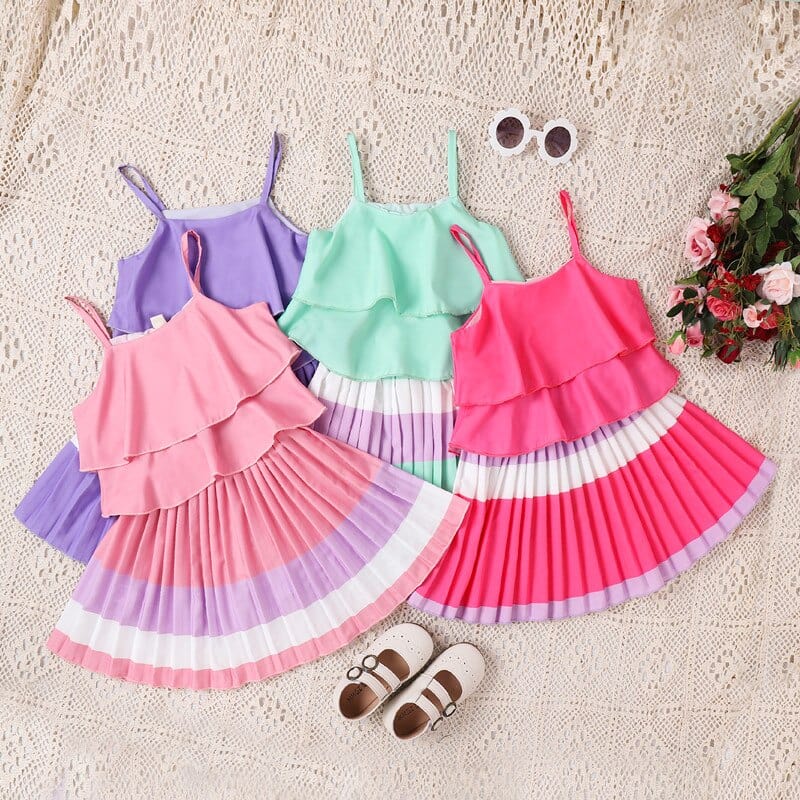 Spaghetti Top and Pleated Skirt Outfit - Image 7