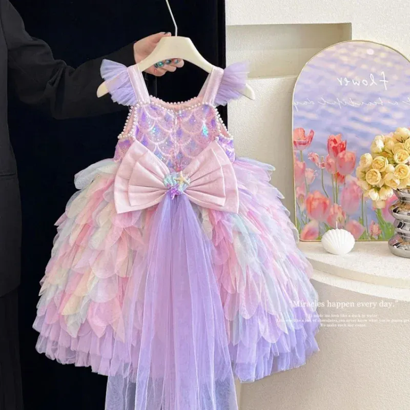 Sparkly Mermaid Princess Dress for Girls - Image 7