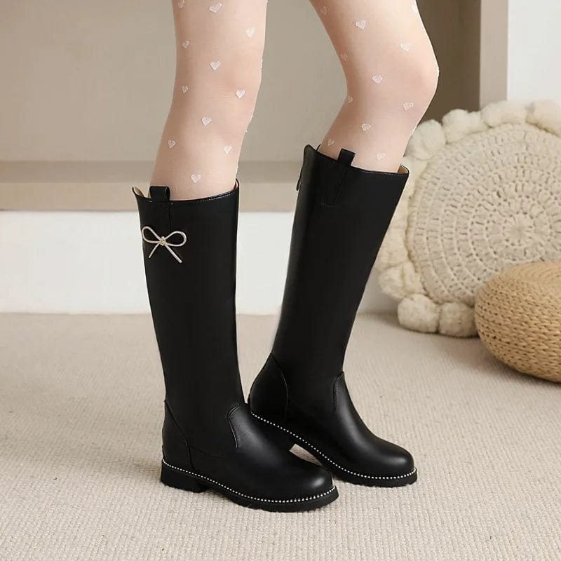 Stylish Knee-High Boots with Bow Accent - Image 4