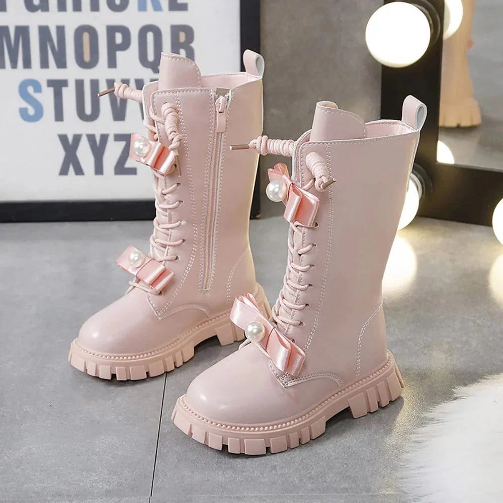 Stylish Pearl Bow Boots - Image 10