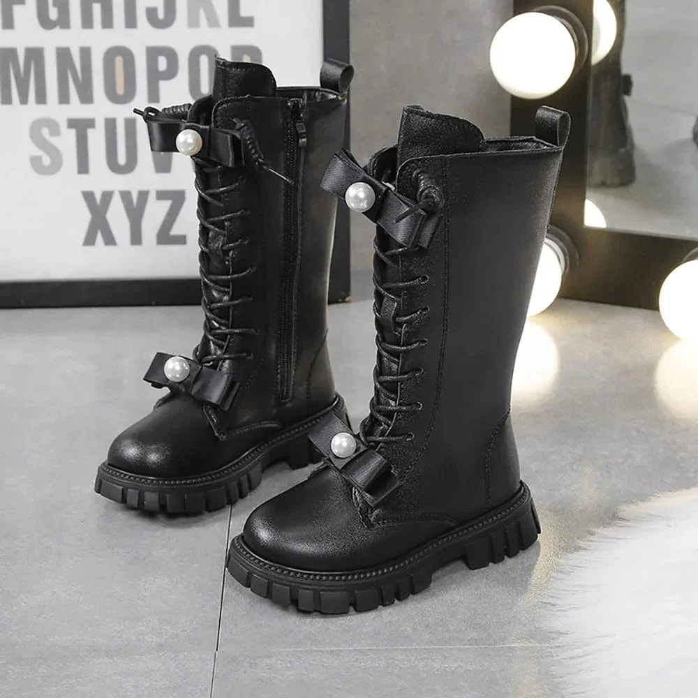 Stylish Pearl Bow Boots - Image 8