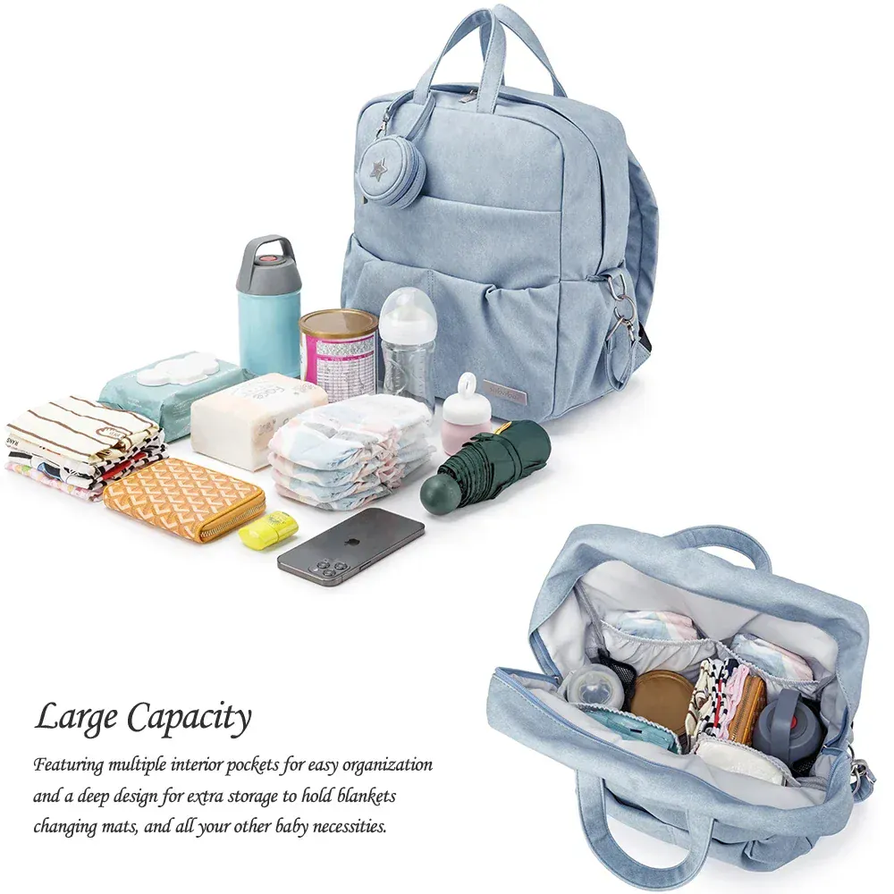 Stylish Waterproof Diaper Backpack with Pacifier Holder - Image 3