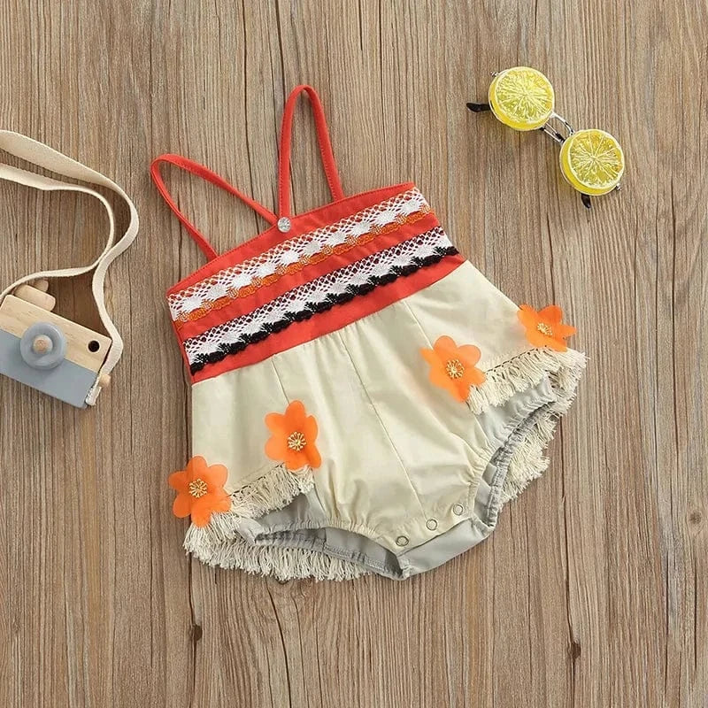 Summer Floral Tassel Baby Jumpsuit - Image 3