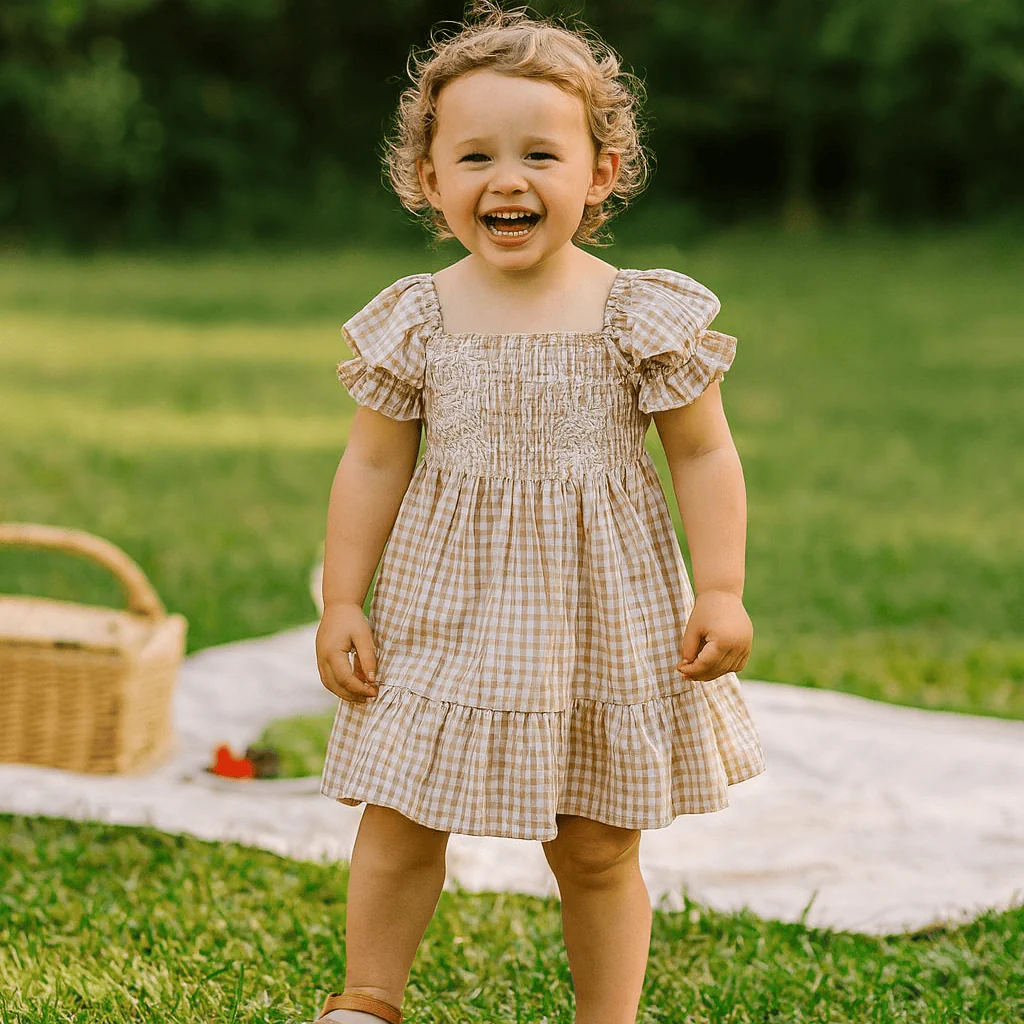 Sweet Summer Puff Sleeve Plaid Dress - Image 10