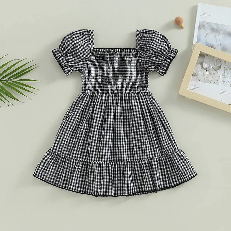 Sweet Summer Puff Sleeve Plaid Dress - Image 5