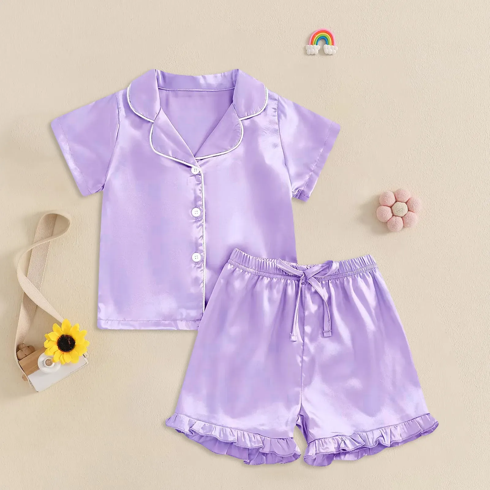The Little Dreamer Satin Pajama Set - Image 11