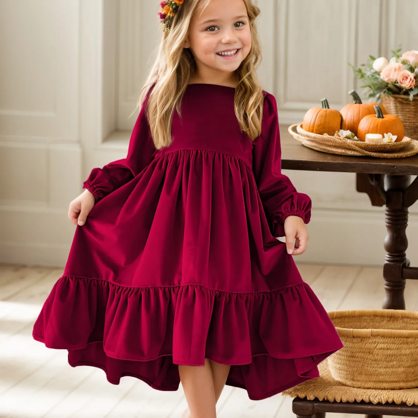 The Velvet Tiered Twirl Dress - Image 3