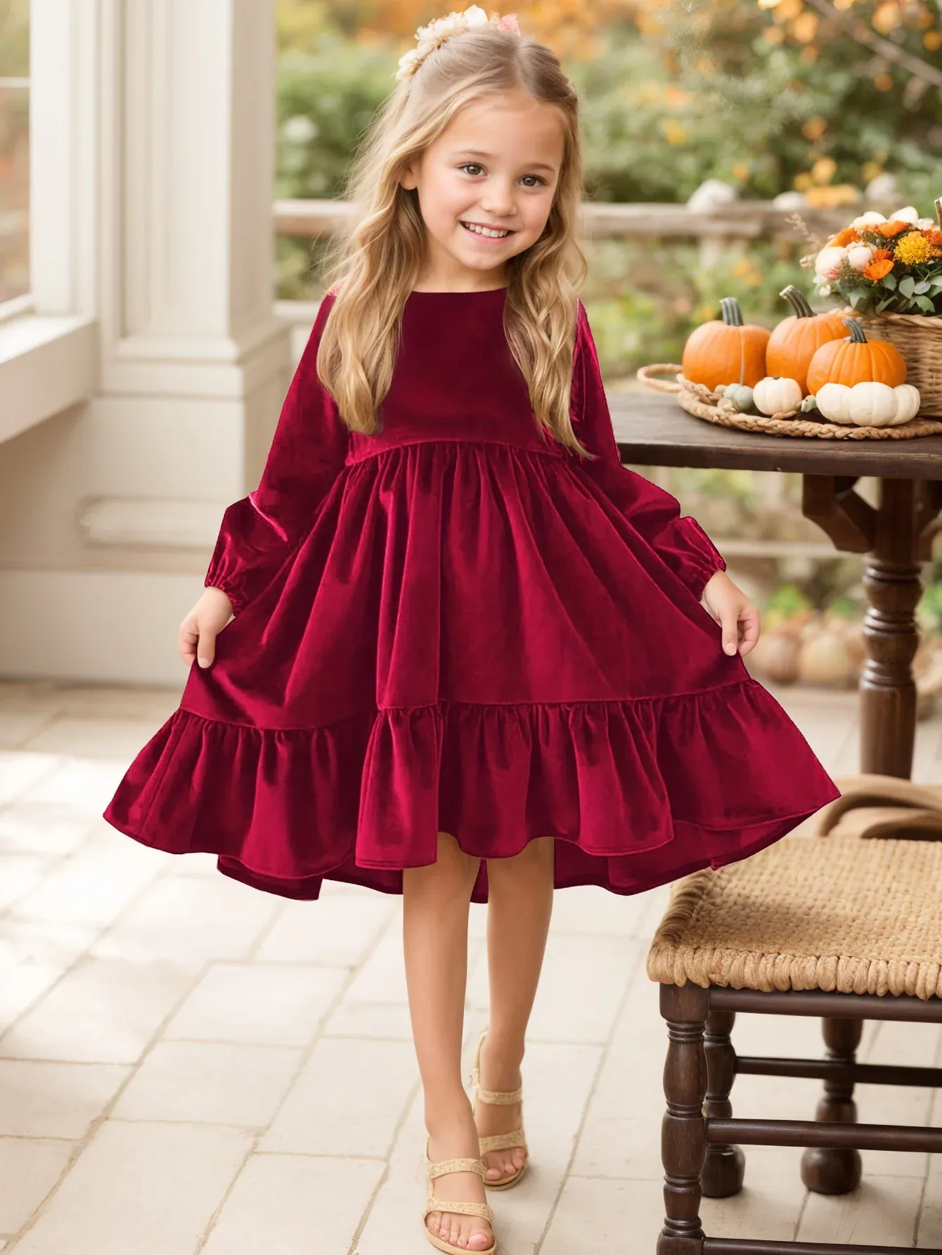 The Velvet Tiered Twirl Dress - Image 4