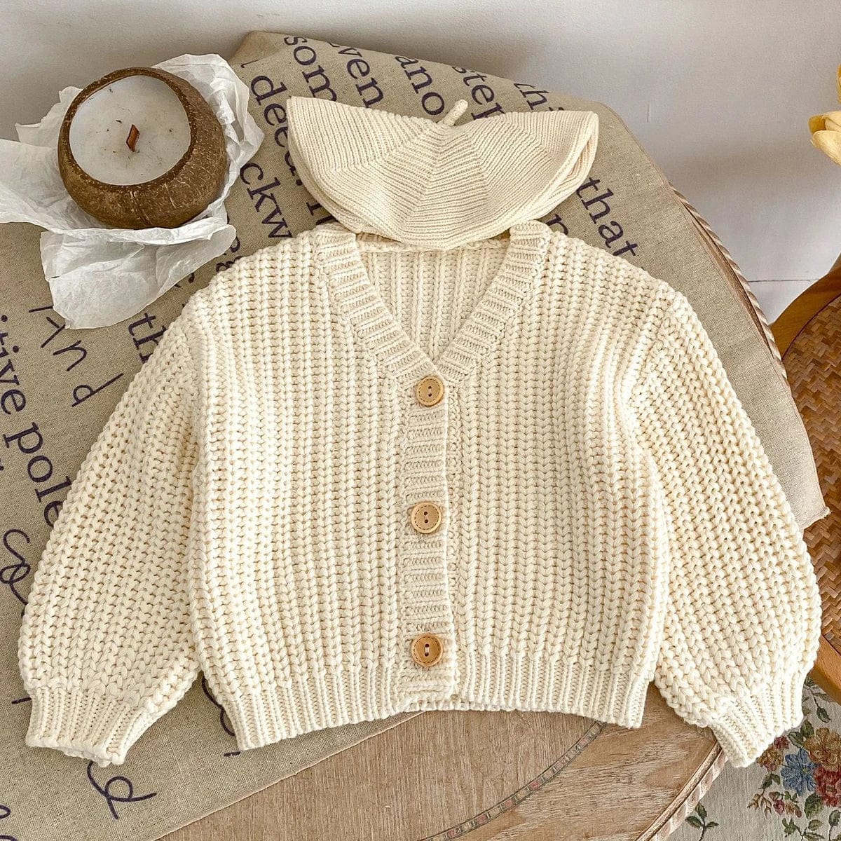 Thick Knit V Neck Cardigan - Image 2