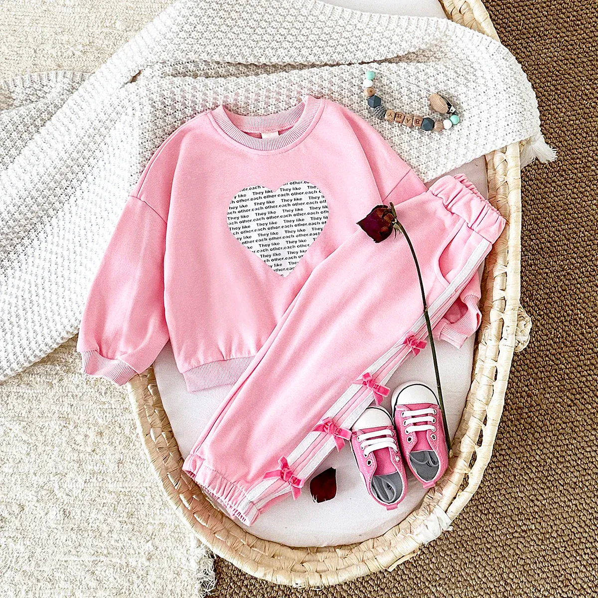 Toddler and Baby Heart Sweatshirt and Pants Set - Image 3