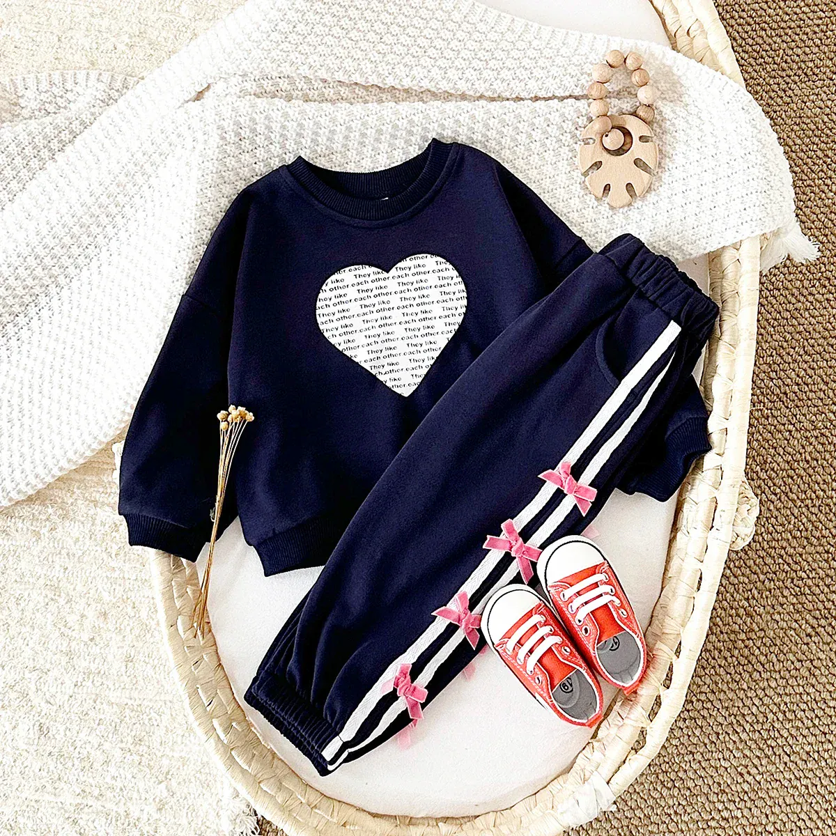 Toddler and Baby Heart Sweatshirt and Pants Set - Image 4