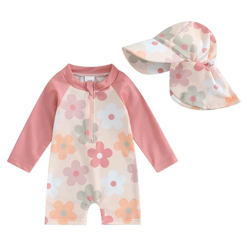 Toddler Boy Long Sleeve Swimsuit with Sun Hat - Image 13