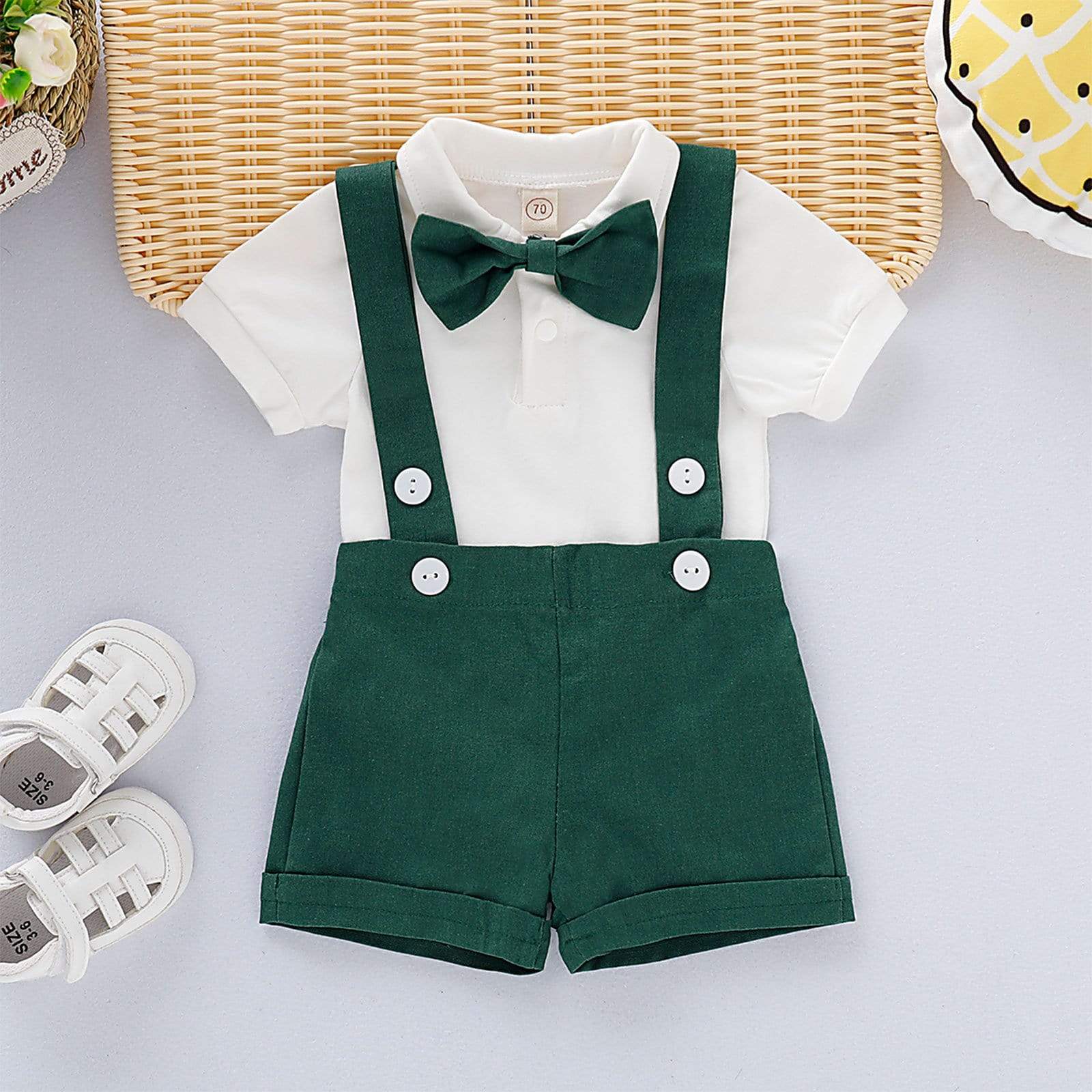 Toddler Boy Suspender Shorts Outfit - Image 6