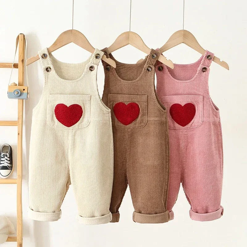 Toddler Corduroy Heart Overalls - Image 2