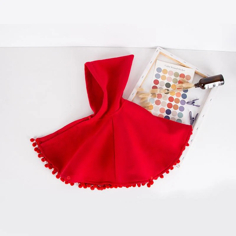 Toddler Girls Red Hooded Cape - Image 3