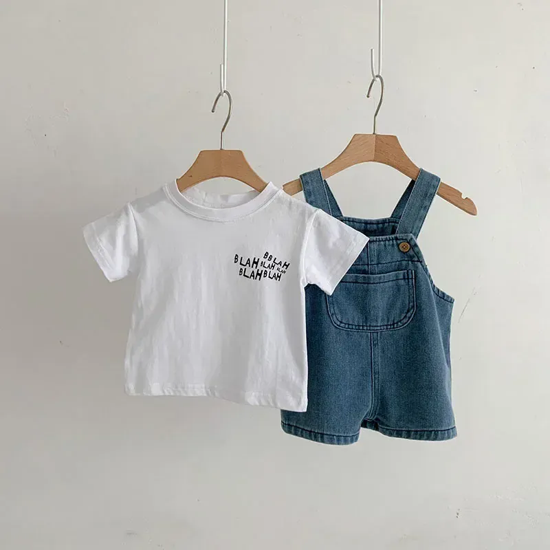 Toddler T-Shirt and Denim Short Overalls - Image 8