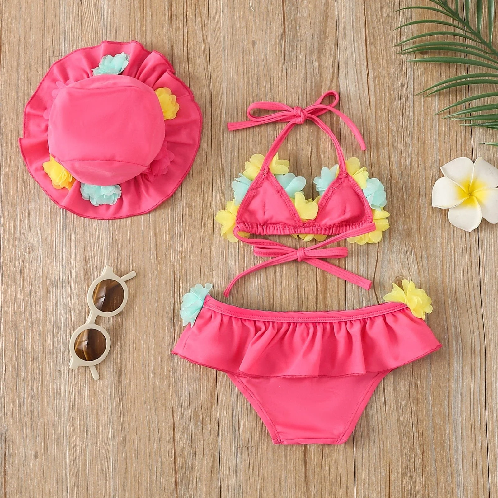 Two Piece Floral Swimsuit with Hat - Image 6