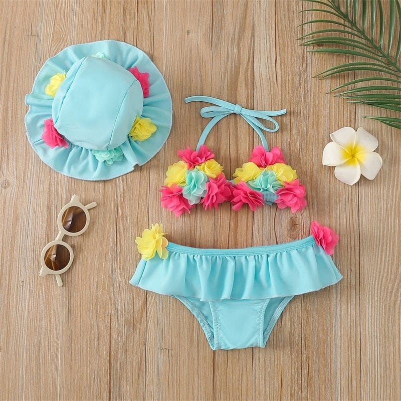 Two Piece Floral Swimsuit with Hat - Image 8